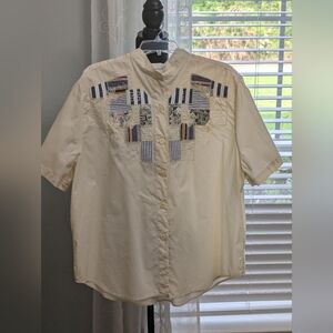 Vintage Westbound 2 Embroidered Patchwork  Button Down Shirt Sz. 16W